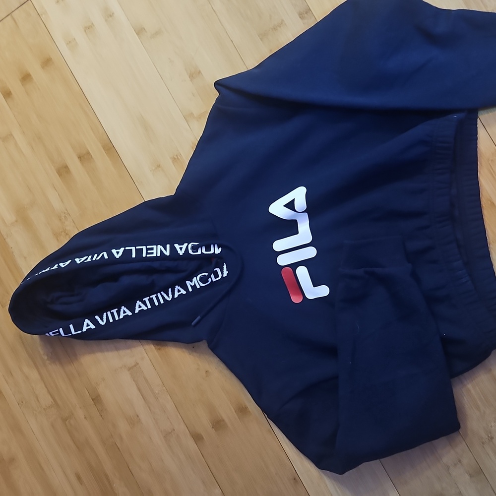 Fila Croped Dark Blue Hoodie with Logo